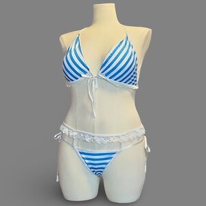 Blue White Striped Plus Sz Set 2-3x Adjustable Kawaii Cosplay Anime Fetish dolly